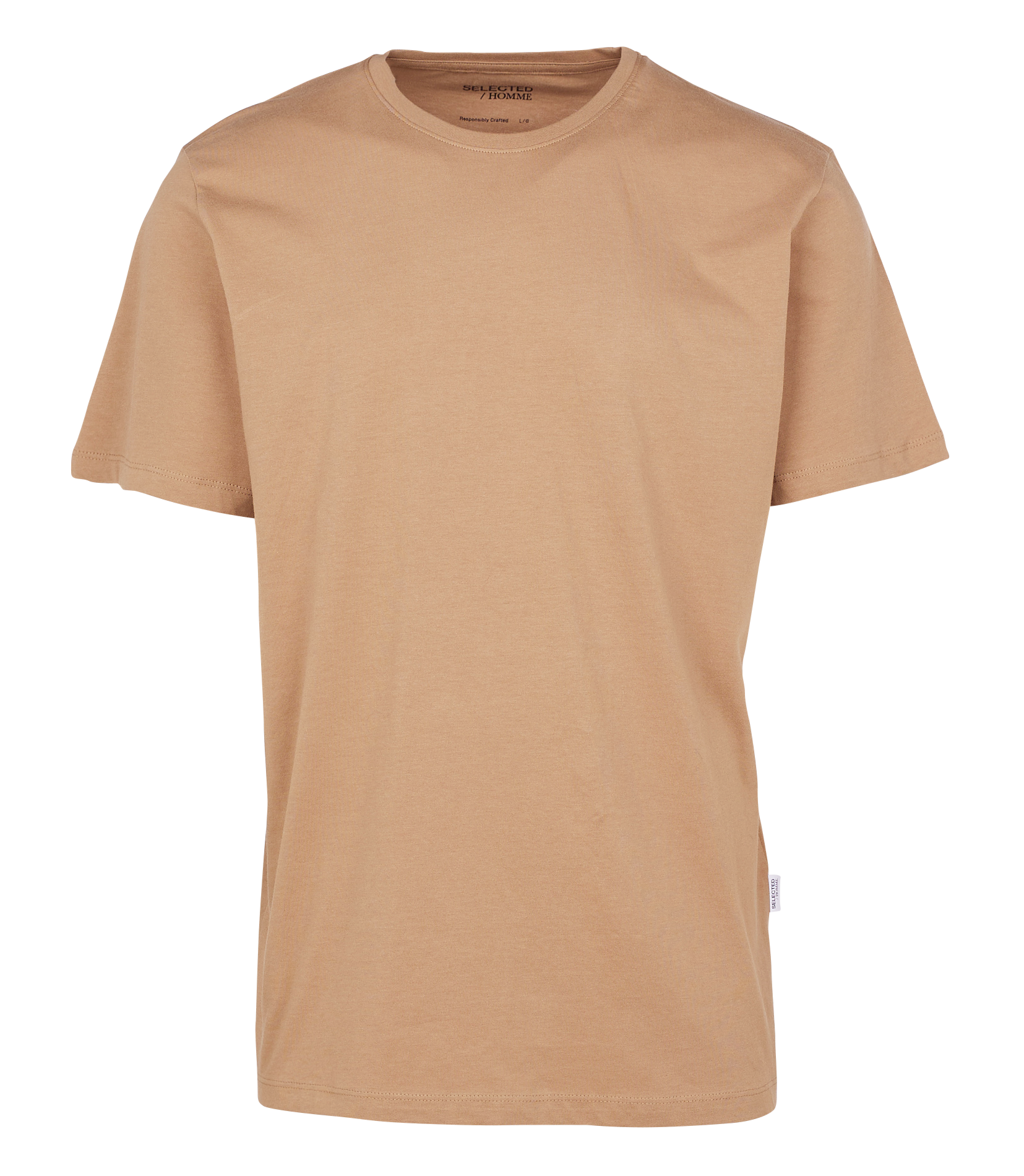 Tee-shirt droit col rond en coton | Marron
