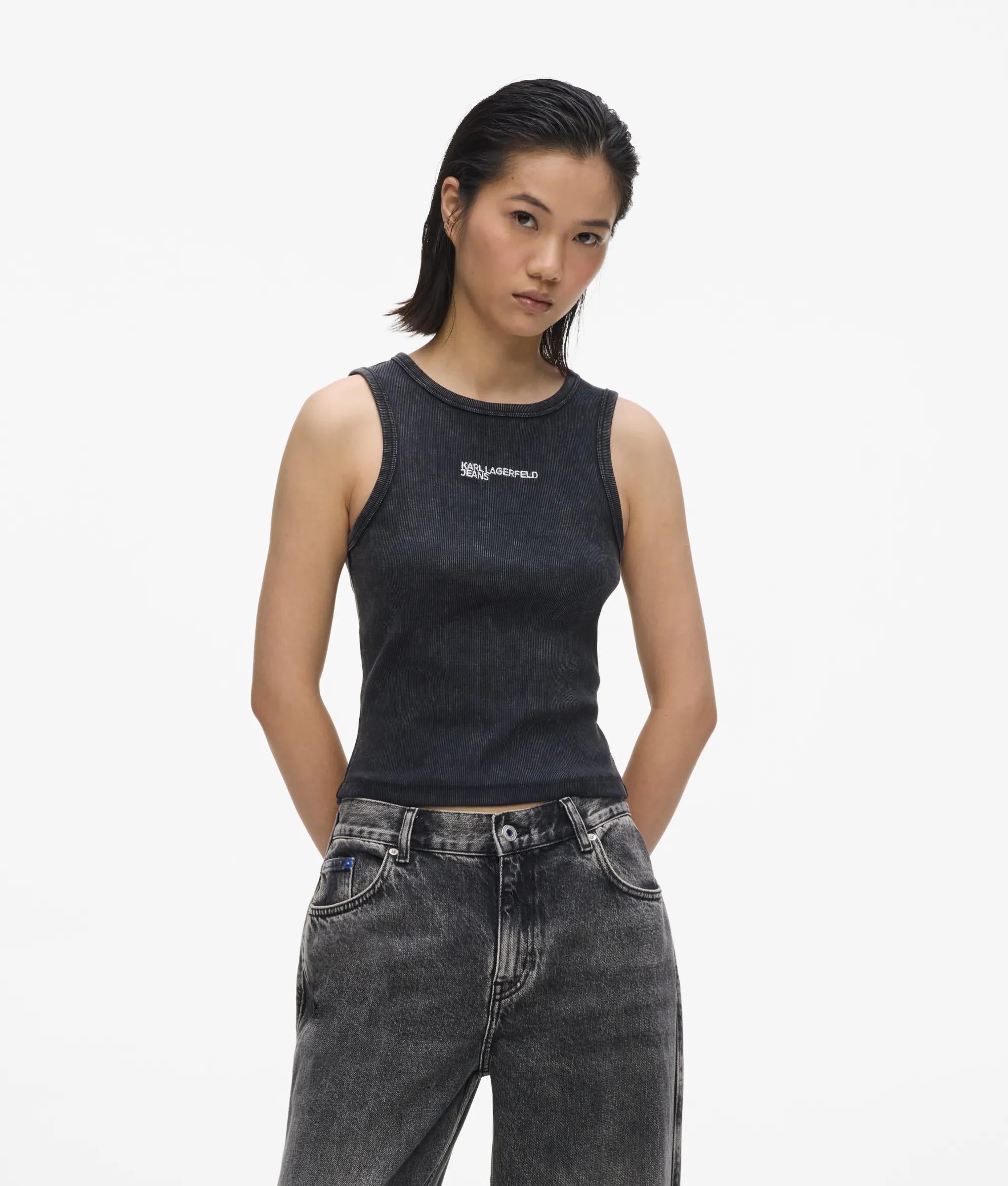 Verwassen geribbelde tanktop