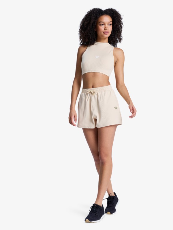 Rise & Vibe Débardeur de sport court Beige Femme