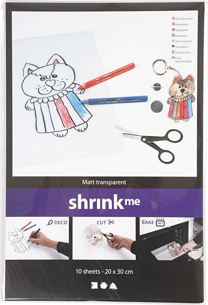 Krympeplast - 20X30 CM - Tykkelse 0,3 MM - Mat Transparent - 10 Ark