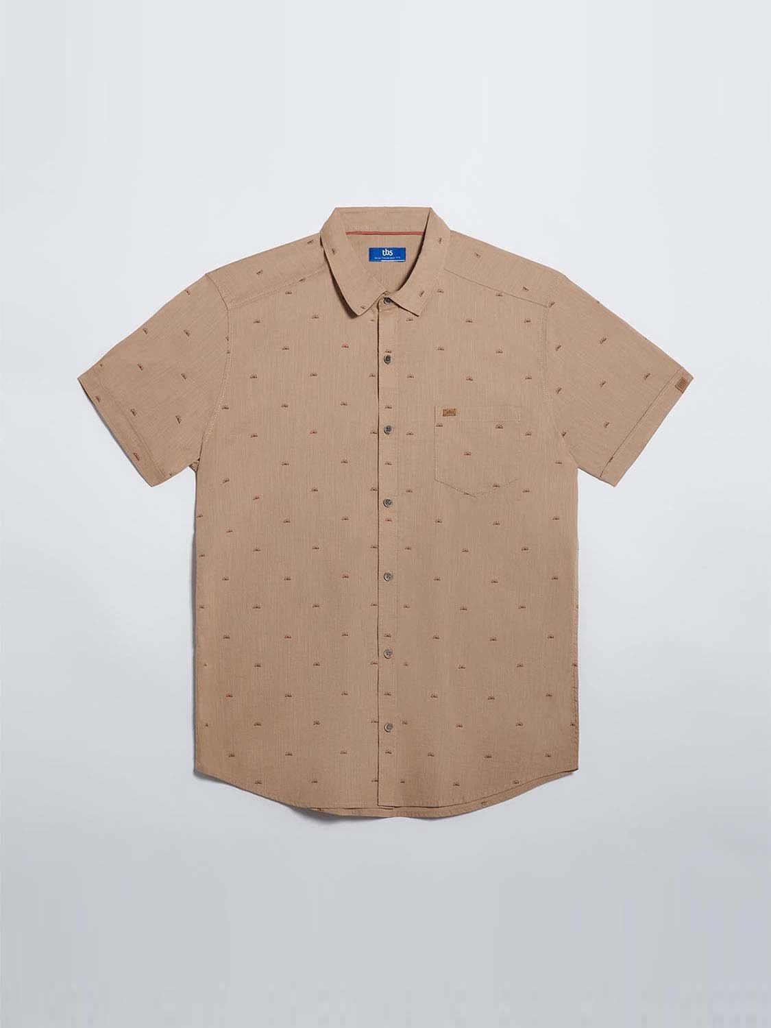 Chemise Homme Manches Courtes Coton Beige
