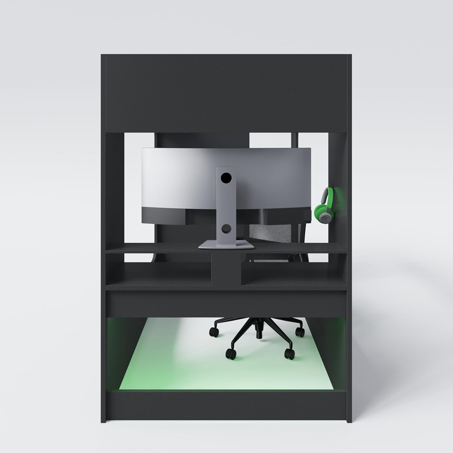 Minecraft - Kojenbett, Hochbett, Gamingbett 120x90cm, mit Leiter, Schreibtisch und Stauraum, Schwarz Carbon Optik