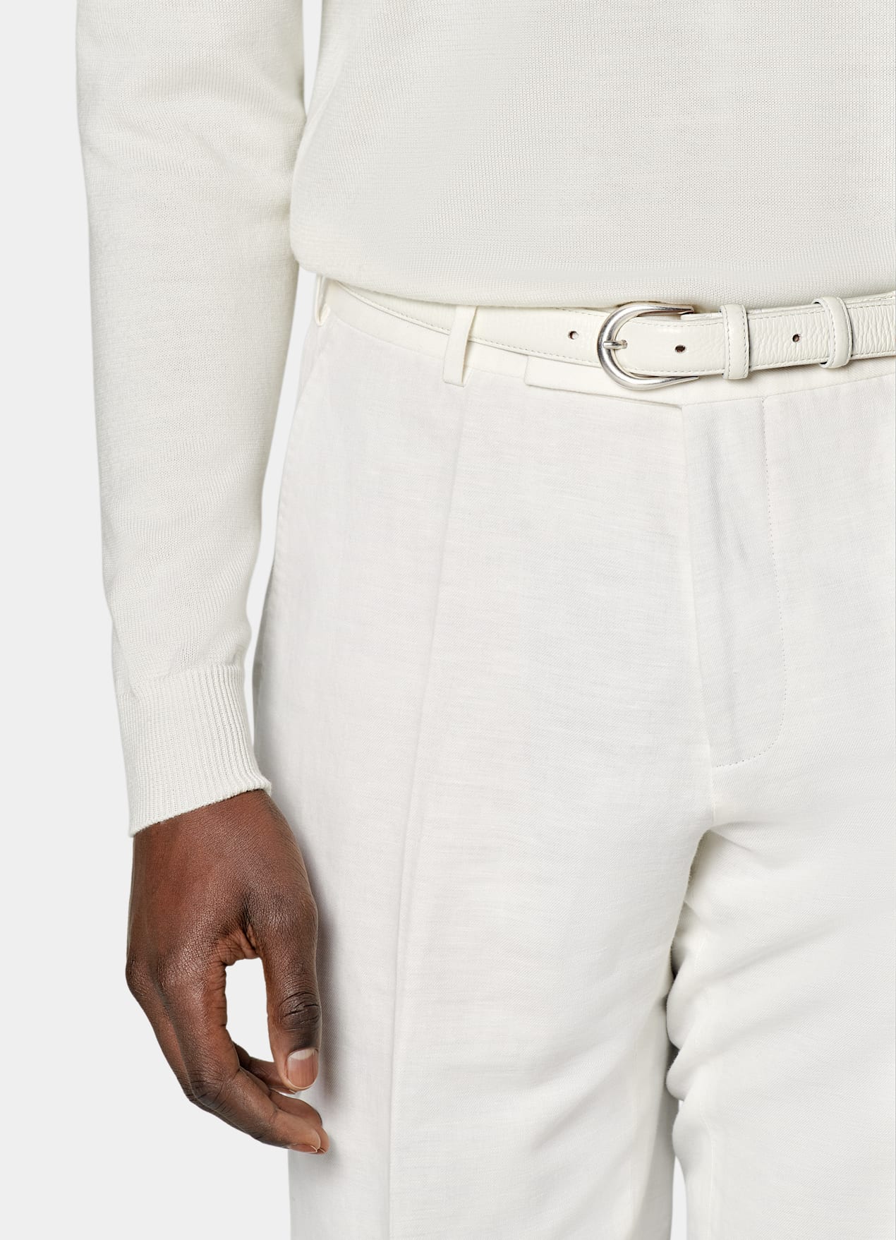 Pull col rond Merino blanc cassé