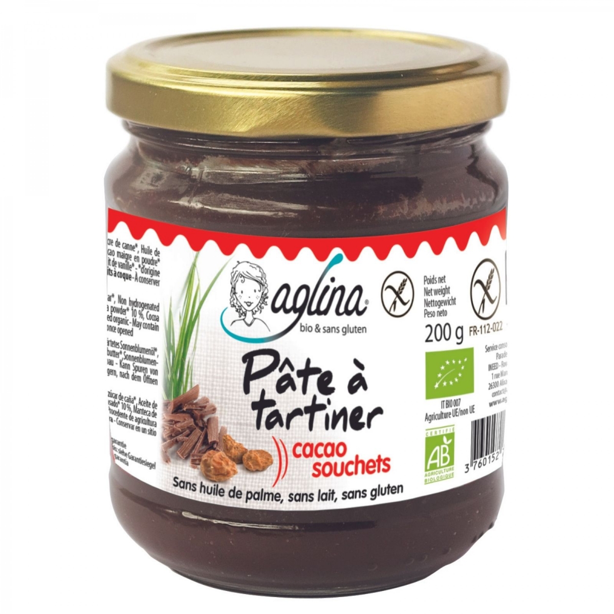 AGLINA Aufstrich<br>200 g, Glas, Kakao & Erdmandel Bio