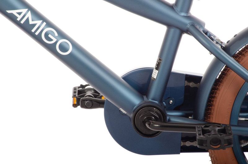 AMIGO - 2Cool 2.0 - Kinderfiets - Bold Navy - Bruine Details - 14 Inch