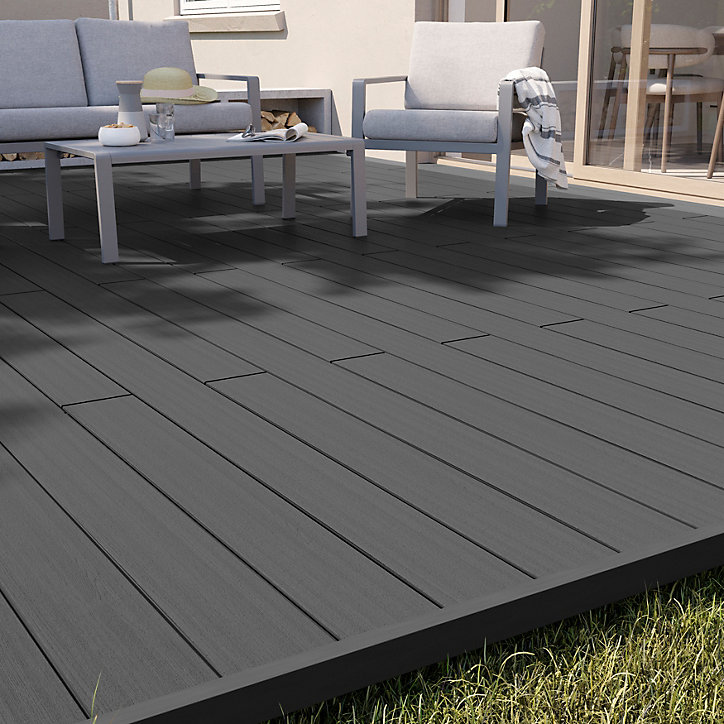 Profil de finition clipsable en composite Neva premium gris L.220 x l.14,5x H.5,2 cm