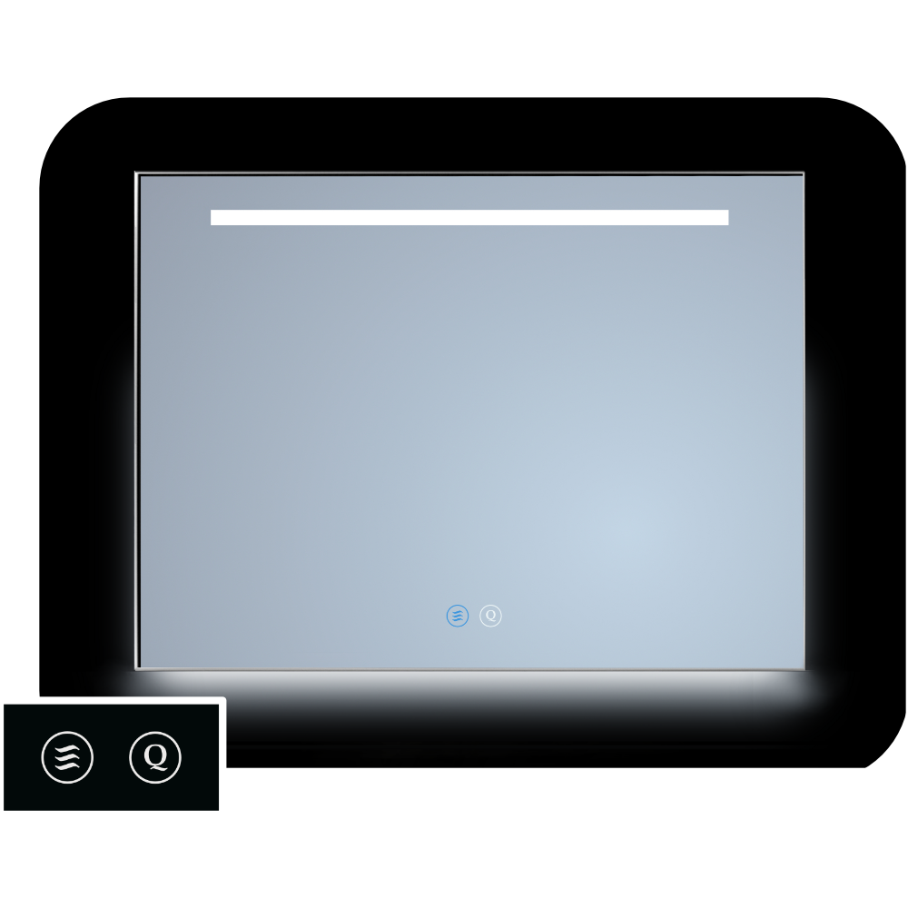 Sanicare Tutti LTD spiegel zwart met verwarming, LED lichtstrook, verlichting onder en touch bediening 75cm