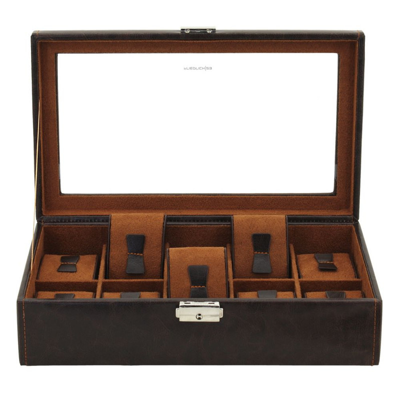 Ecrin 10 montres, James, marron, vitré
