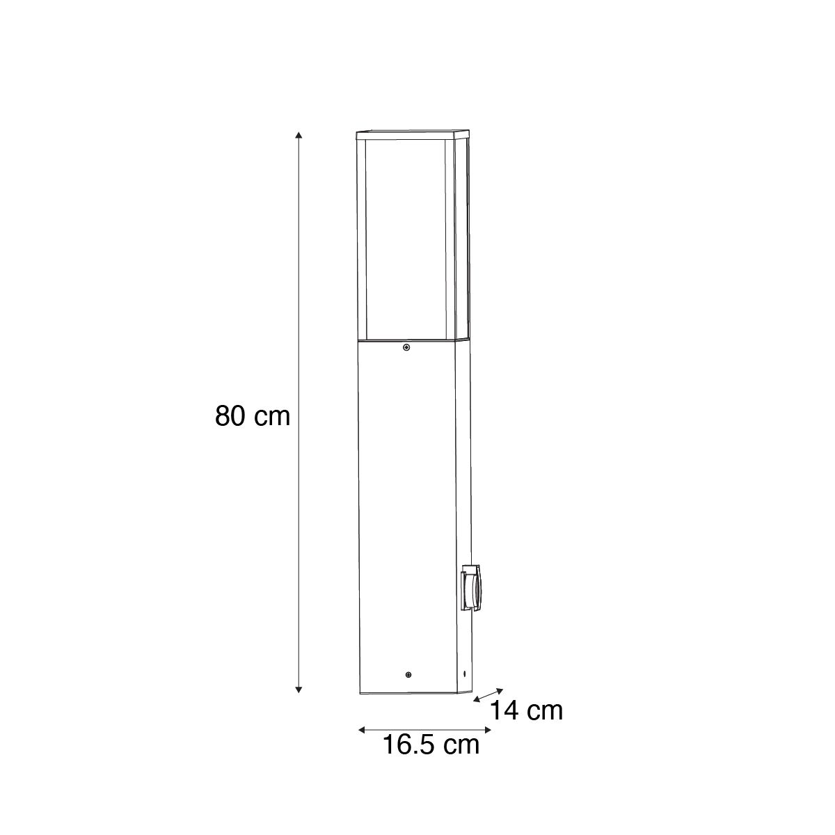 Moderne staande buitenlamp zwart 80cm met stopcontact IP44 - Charlois