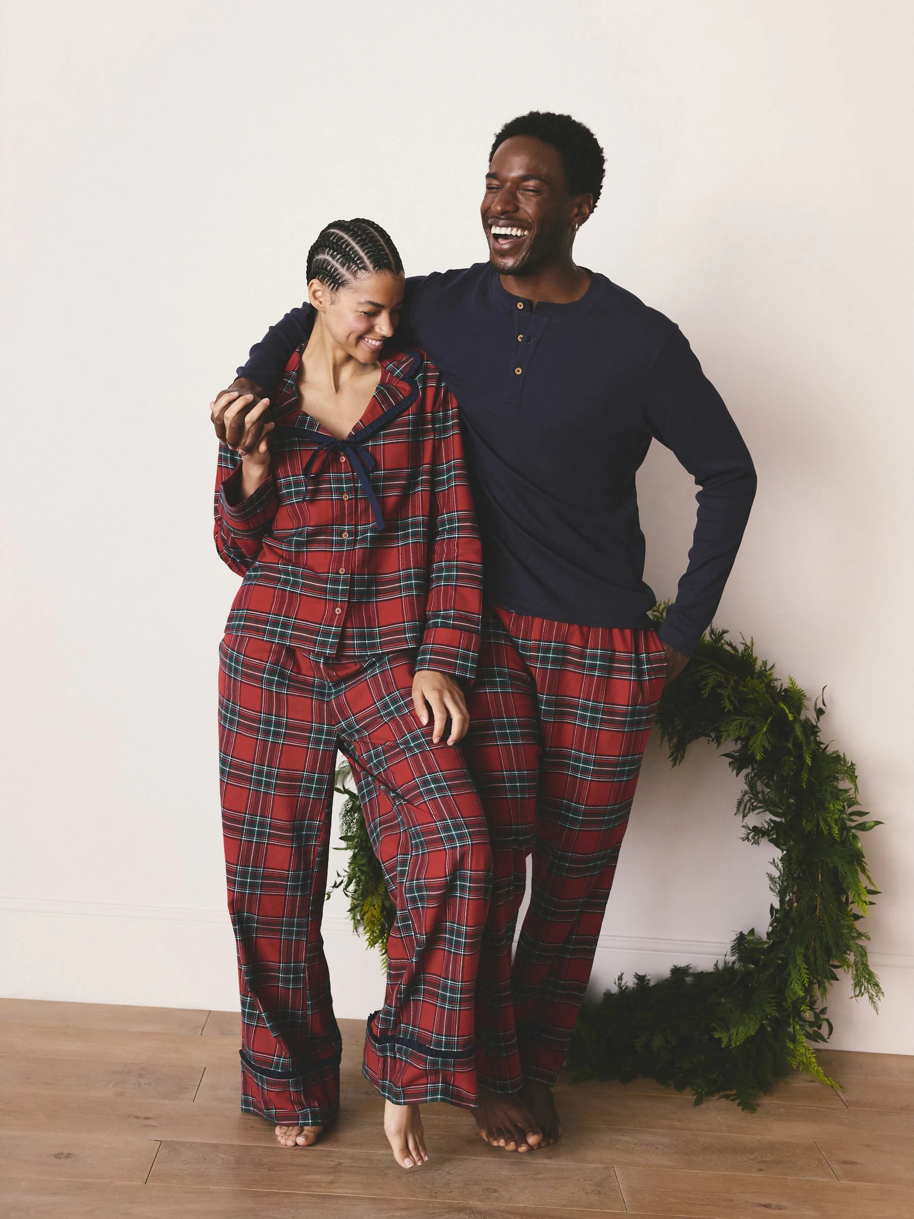 Rood geruit - Bijpassende familie Kerstmis Knoopsluiting Pyjama's