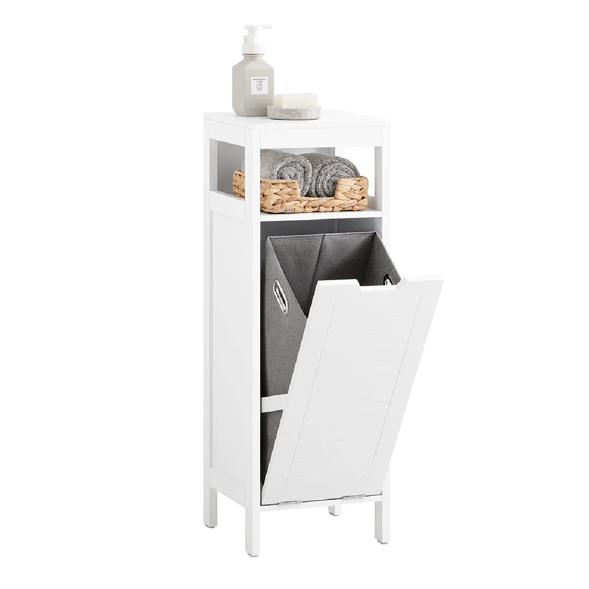 sobuy Meuble Bas Salle de Bain avec Corbeille à Linge