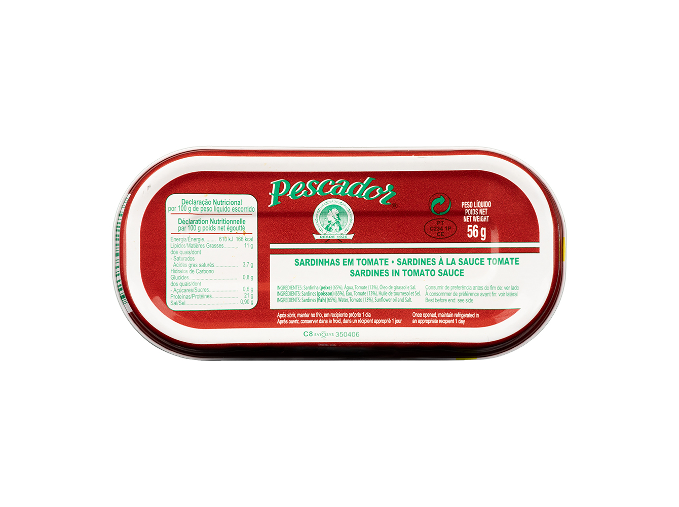 SARDINHAS EM TOMATE PESCADOR 54GR