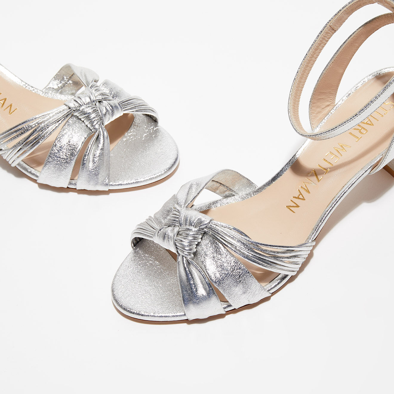 Stuart Weitzman Sandales en Cuir Elvita 50 argentées - Talon 5 cm