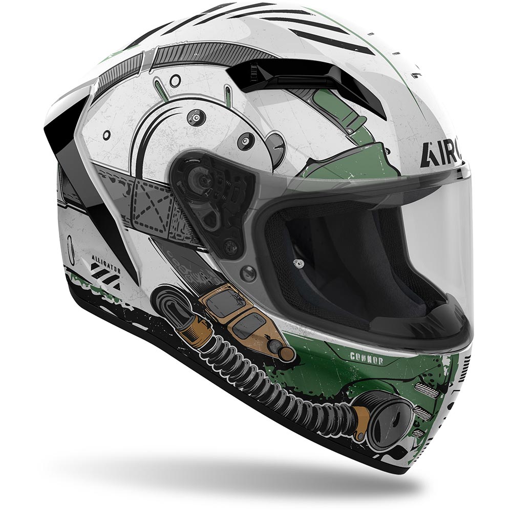 Airoh - Casque Connor Alligator Blanc / Vert / Or / Gris / Brillant