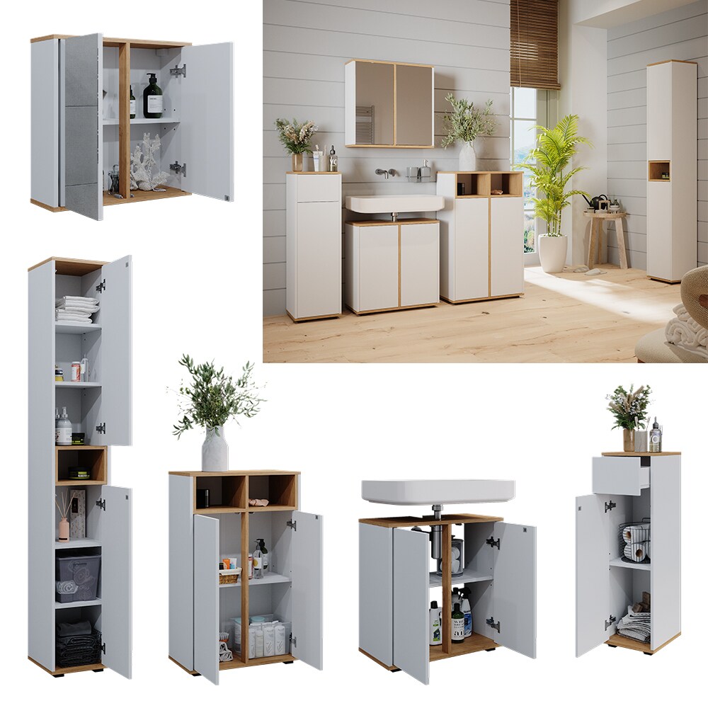 Vicco Badmöbel-Set Didi Weiß Eiche 5 Teile