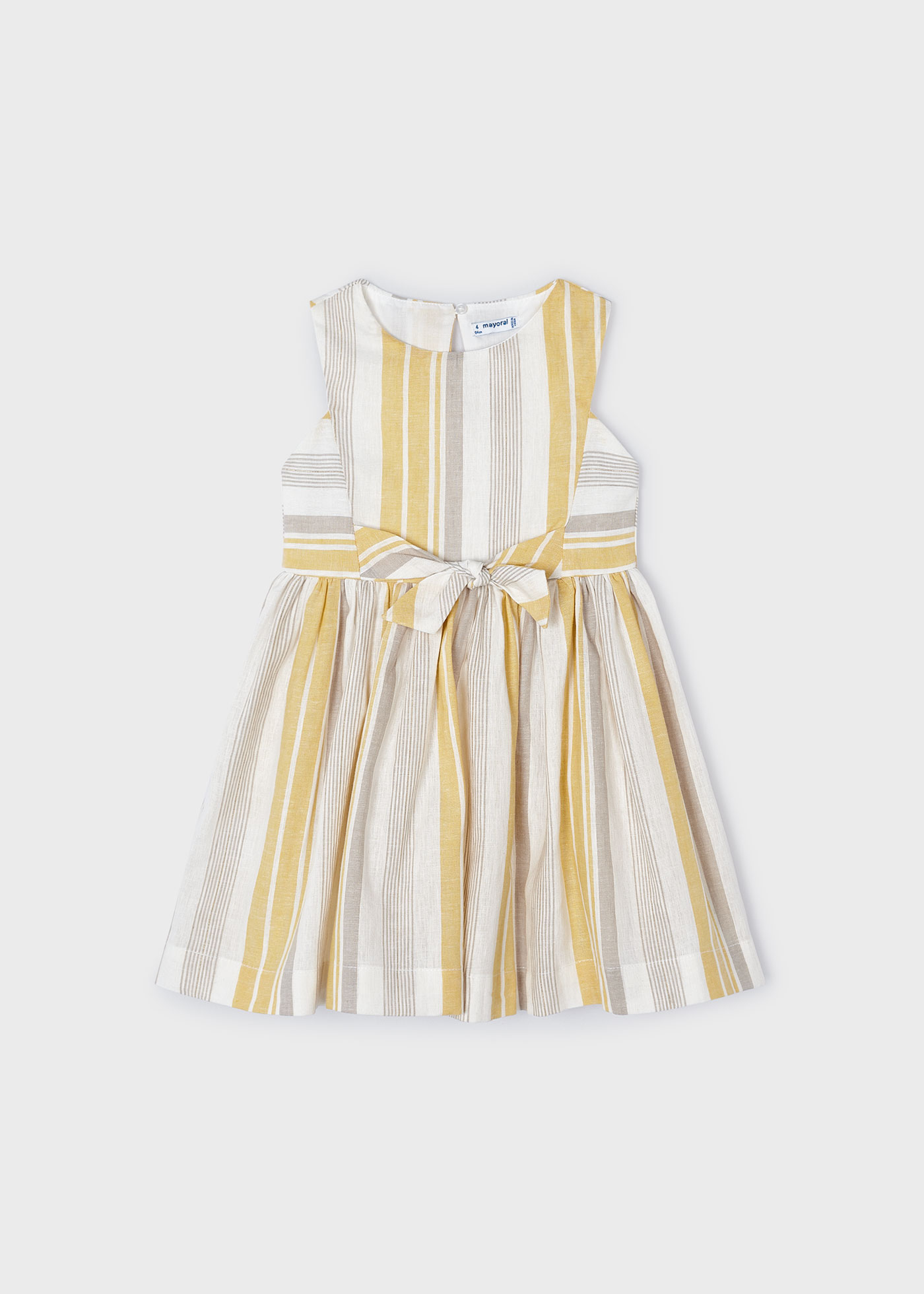 Vestido listrado de linho cor malva para meninas