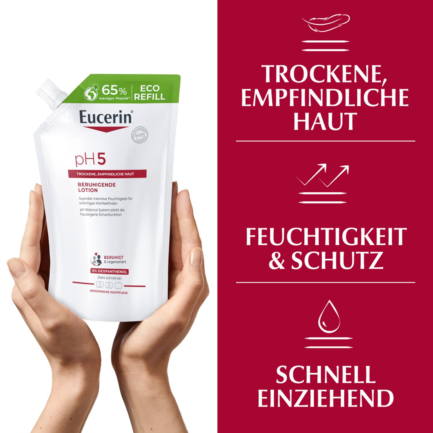 Eucerin® pH5 Lotion – beruhigt strapazierte, empfindliche und trockene Haut & macht die Haut widerstandsfähiger - Jetzt 3€ sparen mit Code 