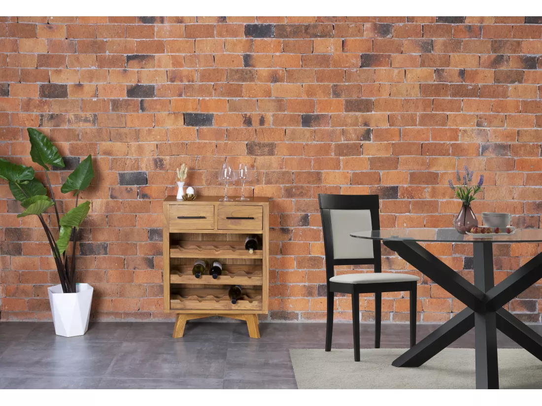 Range bouteilles vintage en bois de mindi - 15 bouteilles - L. 60 x P. 35 x H. 80 cm - AVEIRO