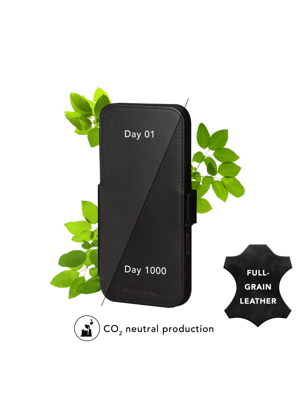 iPhone 17 Pro Max Echtleder Tasche mit RFID Schutz Copenhagen (CO69GTBL6619) - Schwarz