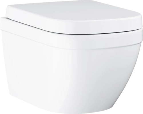 GROHE wandclosetset Euro keramiek diepspoel randloos wit glanzend met toiletzitting 39554000