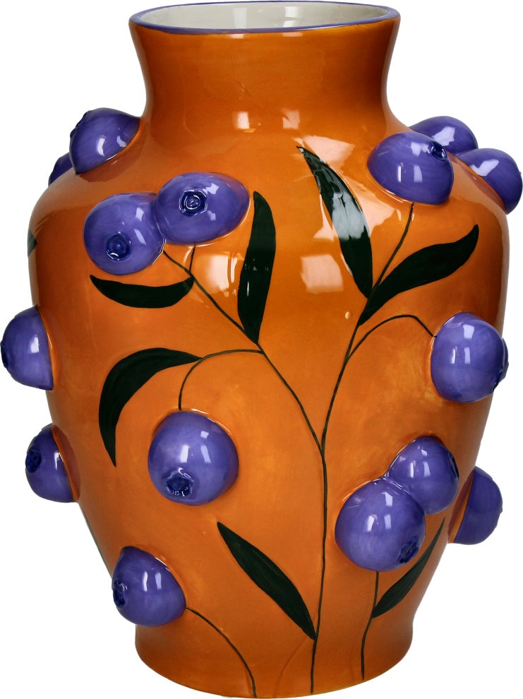 Vaas Fruity Fiesta oranje / blauw D 26 H 30 cm