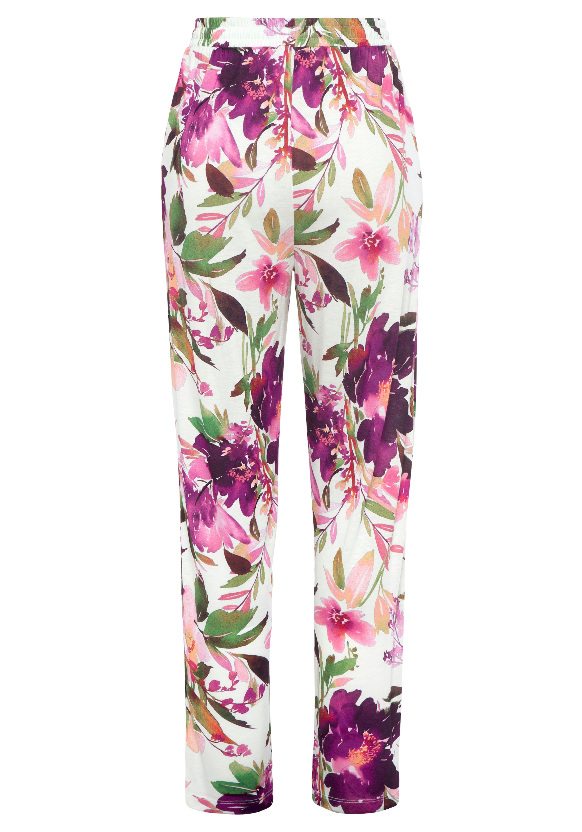 Beachtime Jerseyhose  mit Blumendruck und elastischem Bund, Sommerhose, Strandhose