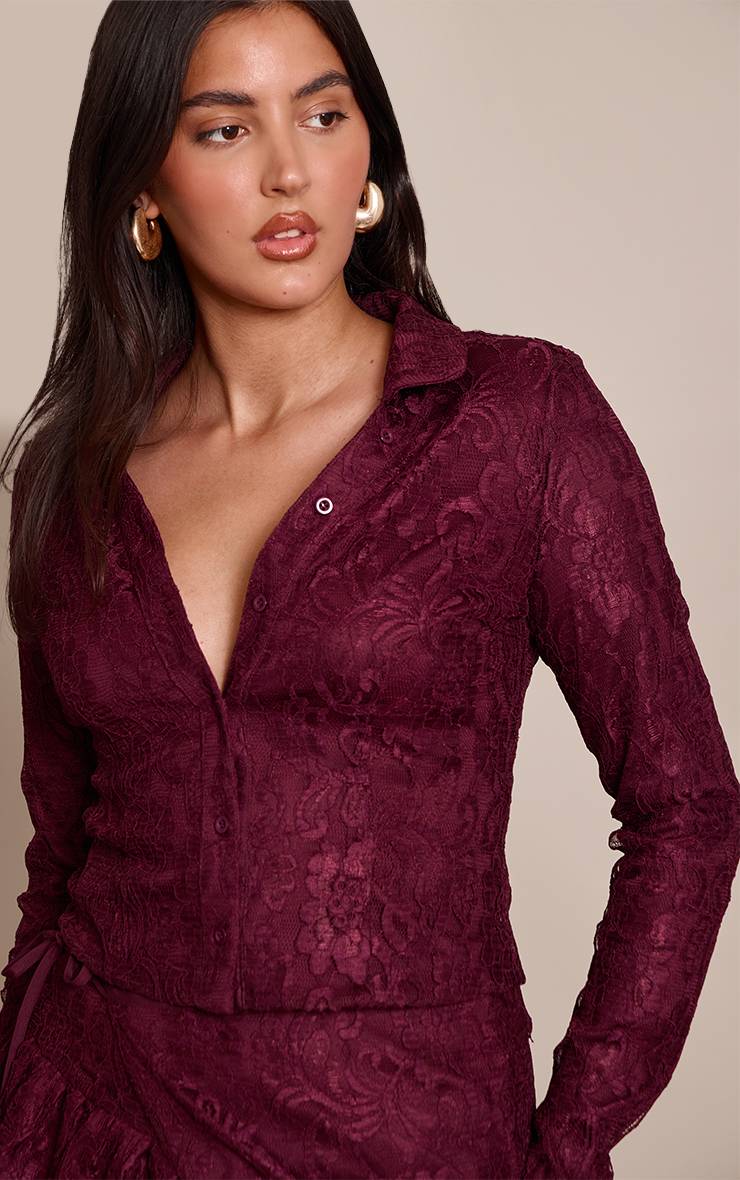 Prune Chemise En Dentelle À Manches Longues