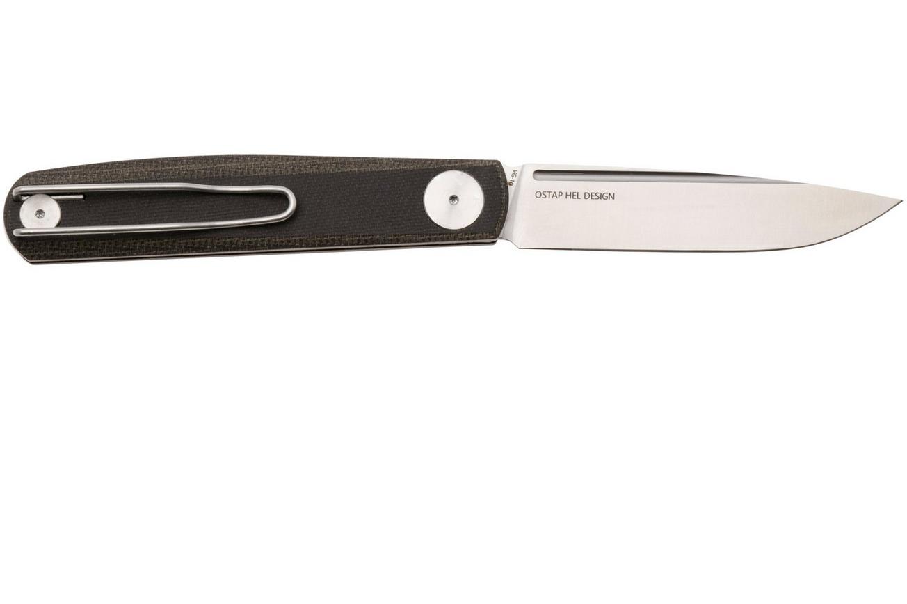 Real Steel G-Slip Compact 7865BM Satin VG10, Brown Micarta, zakmes, Ostap Hel design