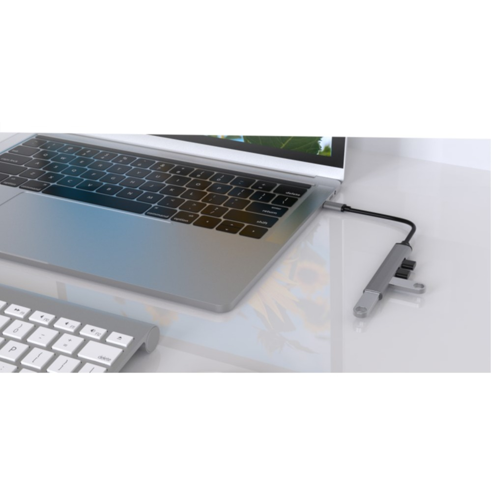 USB C Multiport Adapter Slim Design mit USB 3.0 / 3 x USB 2.0 - Grau