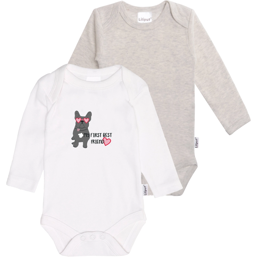 Liliput Langarmbody grau-weiss