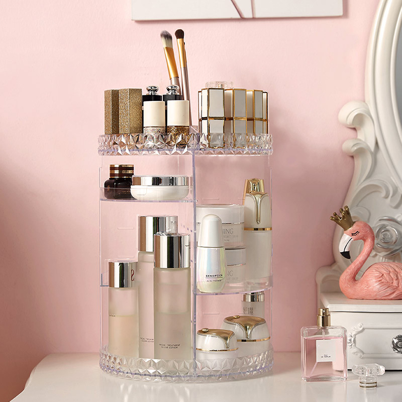 360° Rotierender Acryl Beauty Make Up Organizer Aufbewahrungsbox - Transparent
