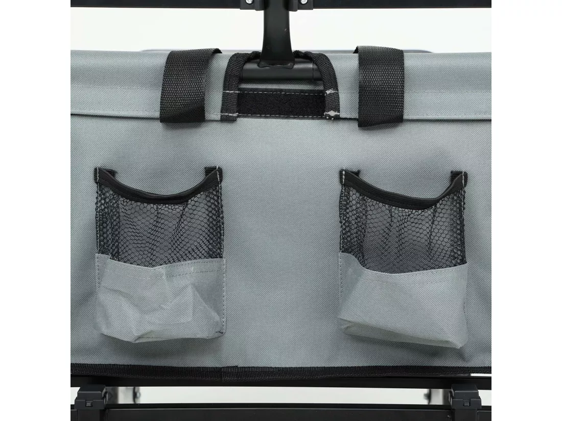 Chariot pliable pour plage avec roues en plastique et capacité de charge maximale de 120 kg en gris