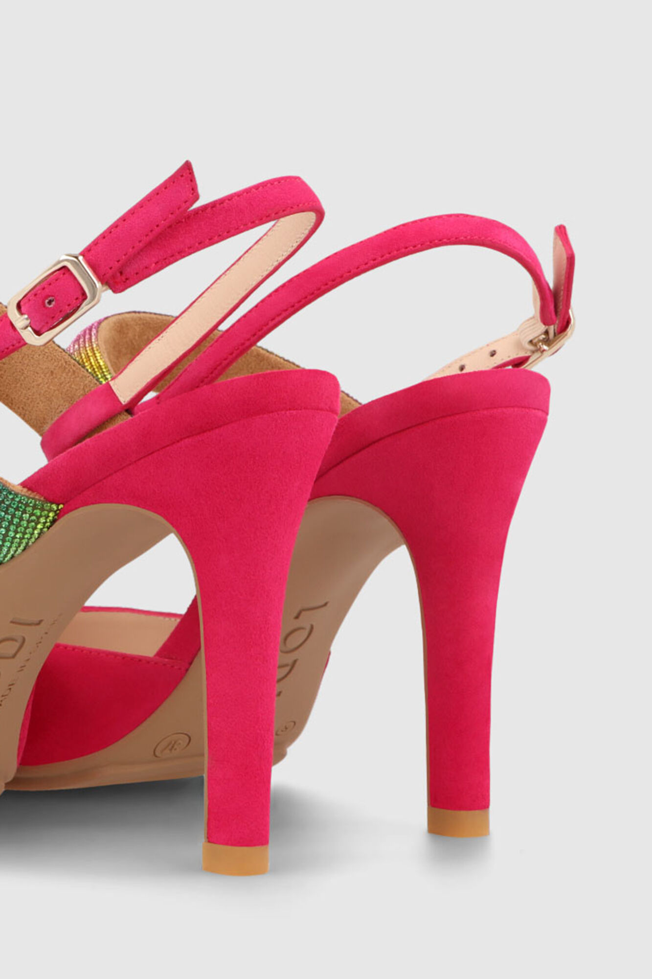 Sapatos de salto slingback em camurça - Fúcsia