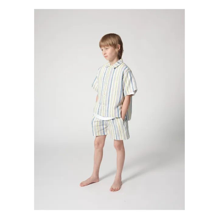 Tangerine Short Rayé Lin | Bleu