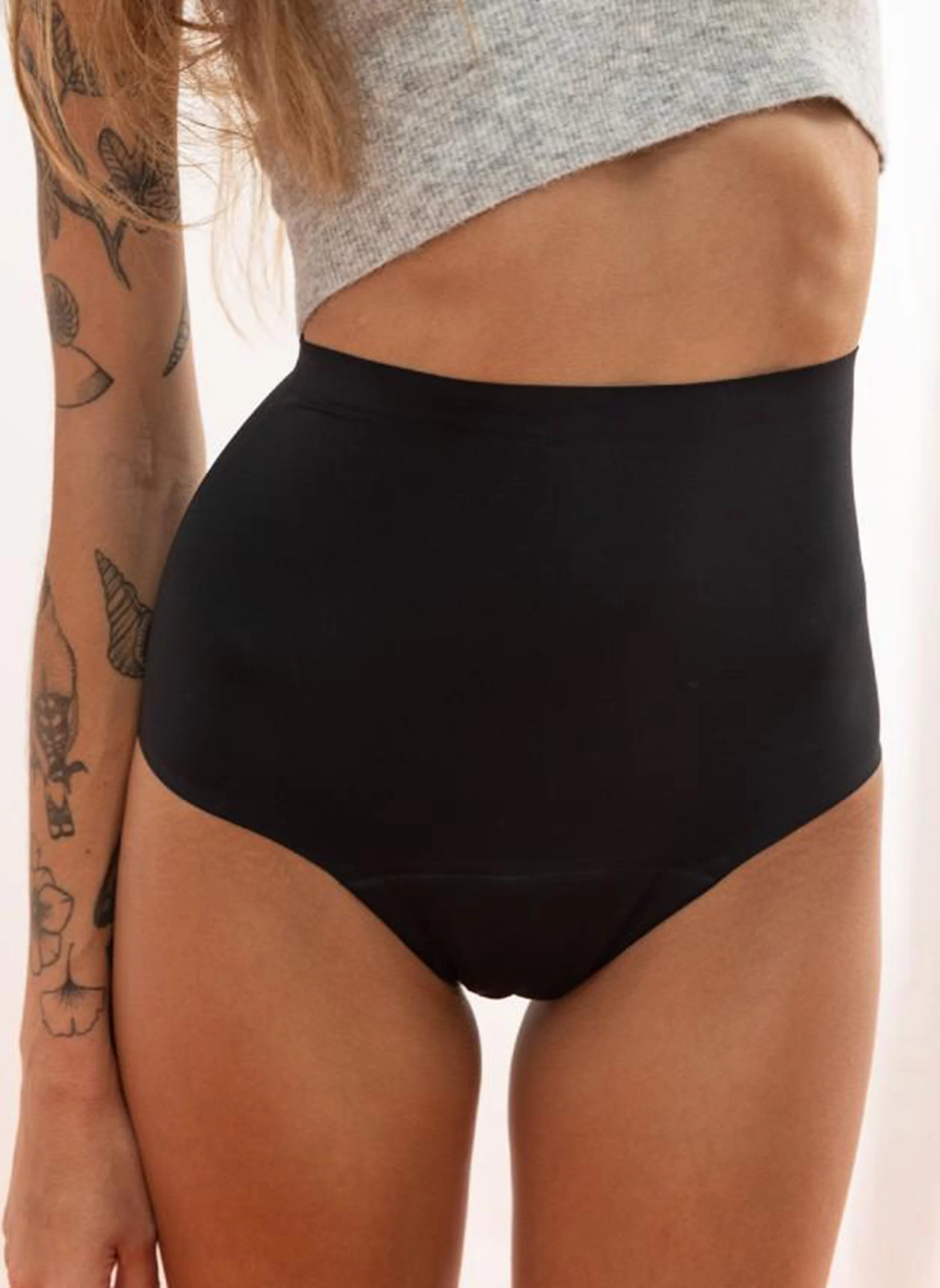 Culotte menstruelle taille haute Flux Moyen | Noir