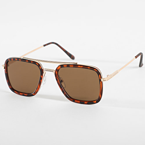Lunettes De Soleil Doré Marron Fauve