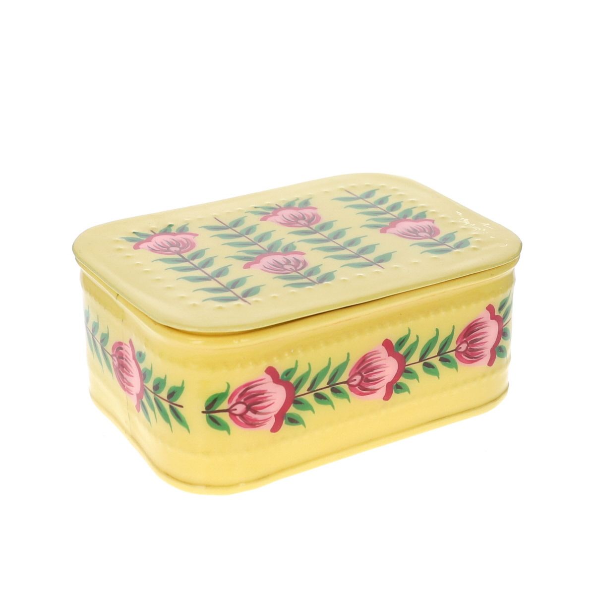 Boite métallique jaune à fleurs Pondie Chérie