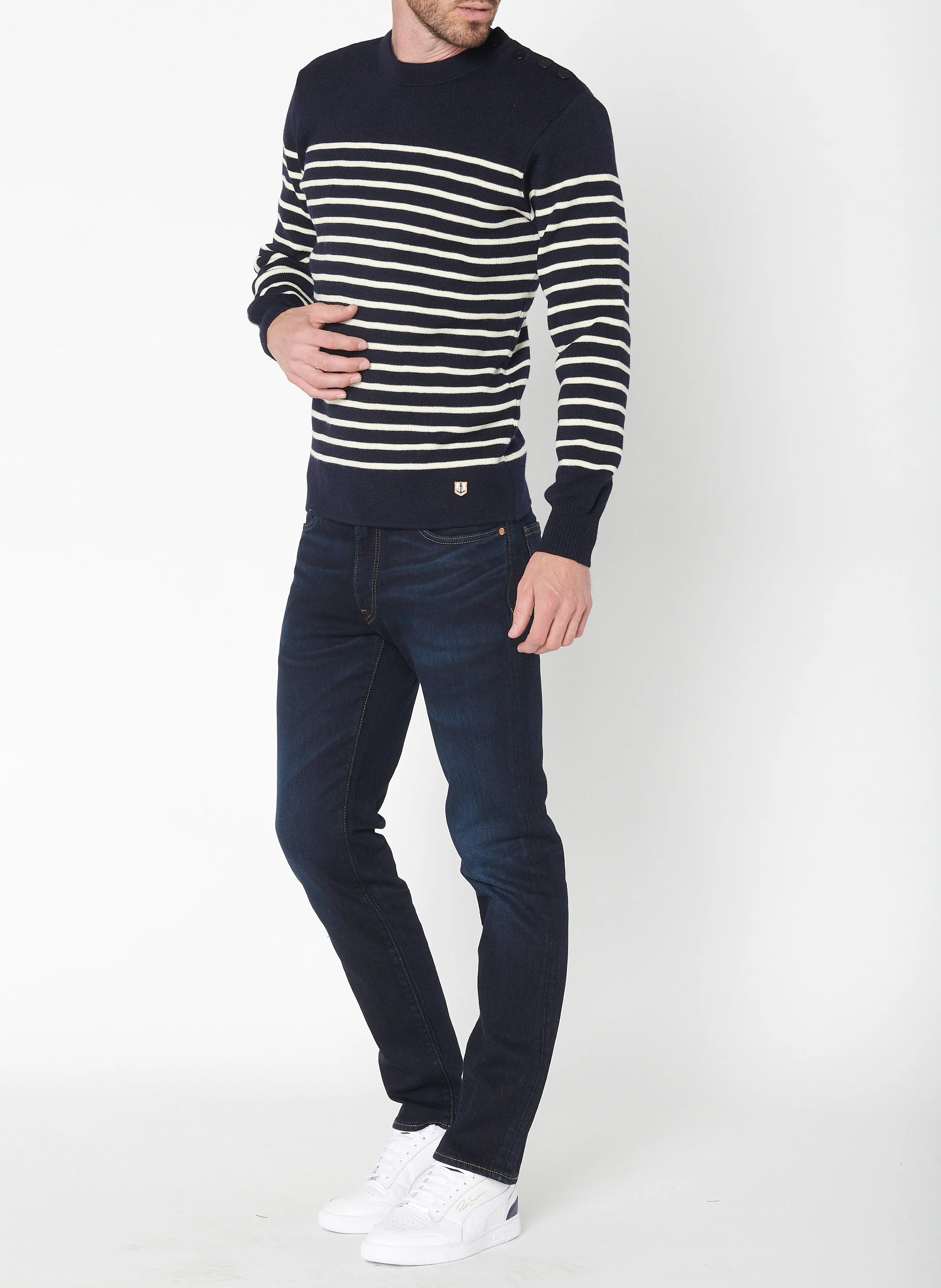Pull col rond regular-fit en laine | Multicolore