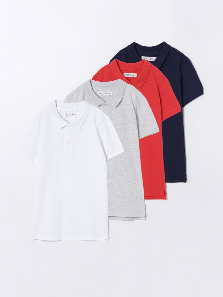 Pacote com 4 camisas polo básicas - Brancas