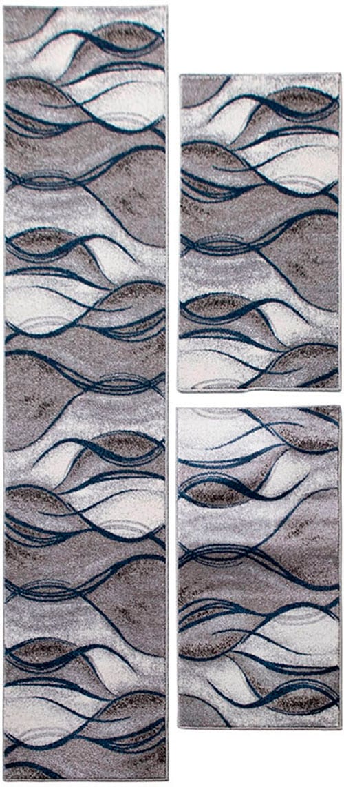 my home Bettumrandung »Tritom« Höhe 9 mm 3 Stk. tlg. mit besonders weichem Flor, Kurzflor, modernes Wellen Muster