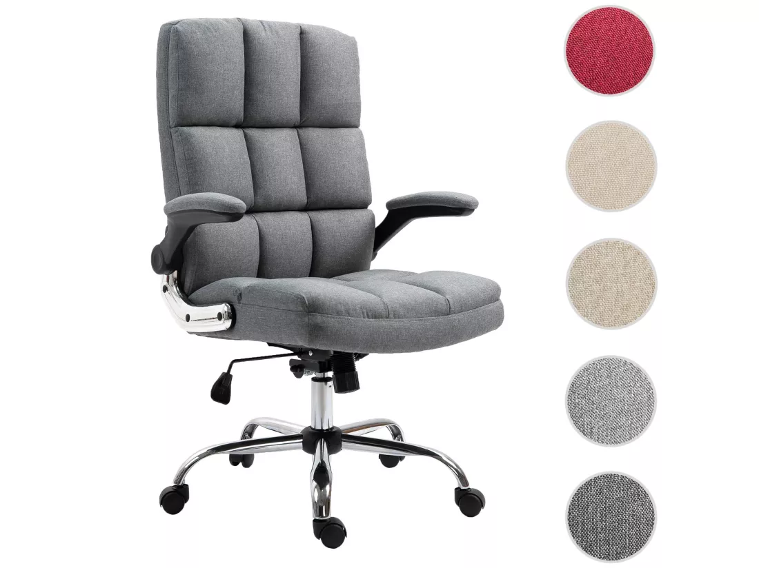 Chaise de bureau MCW-J21, tissu/textile gris