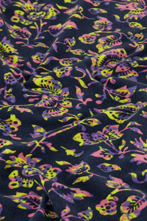 Donkerblauwe flared broek met paisley print