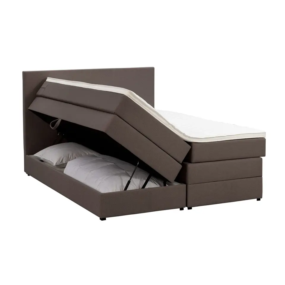 Boxspring met opbergruimte Liv egaal - donkerbruin - 180x200 cm