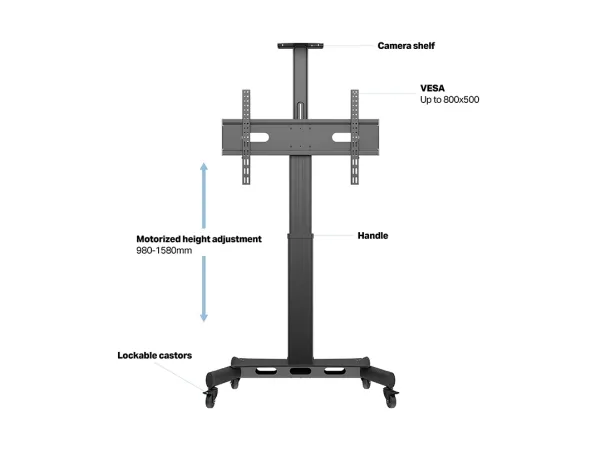 Multibrackets M Public 170 HD - Vogn med hjul - motoriseret - for LCD display - enkelt søjle, gulvstander - aluminium, stål - sort - skærmstørrelse: 32