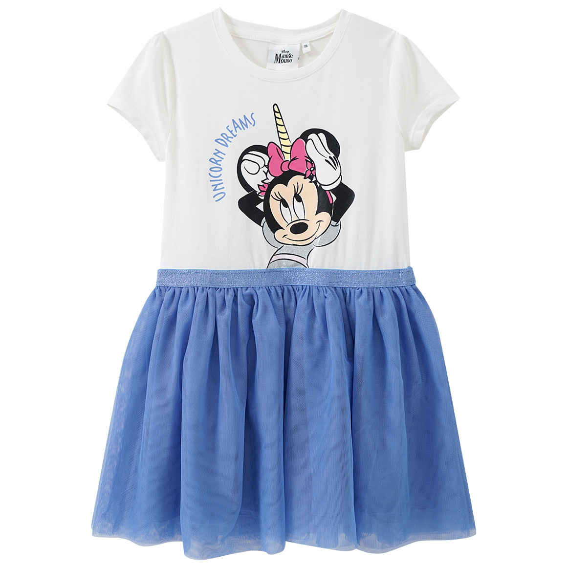 Topolino Minnie Maus Kleid mit Tüllrock weiss / blau