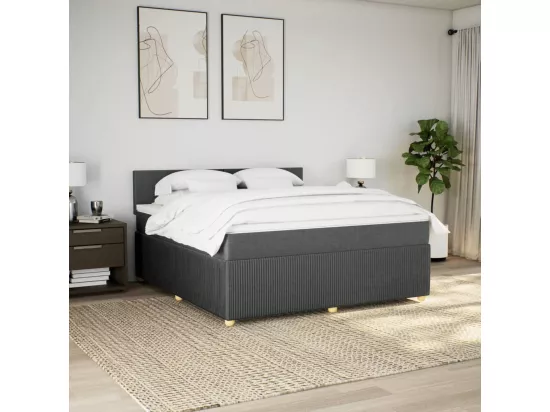Sommier à lattes de lit avec matelas Gris foncé 180x200cm Tissu