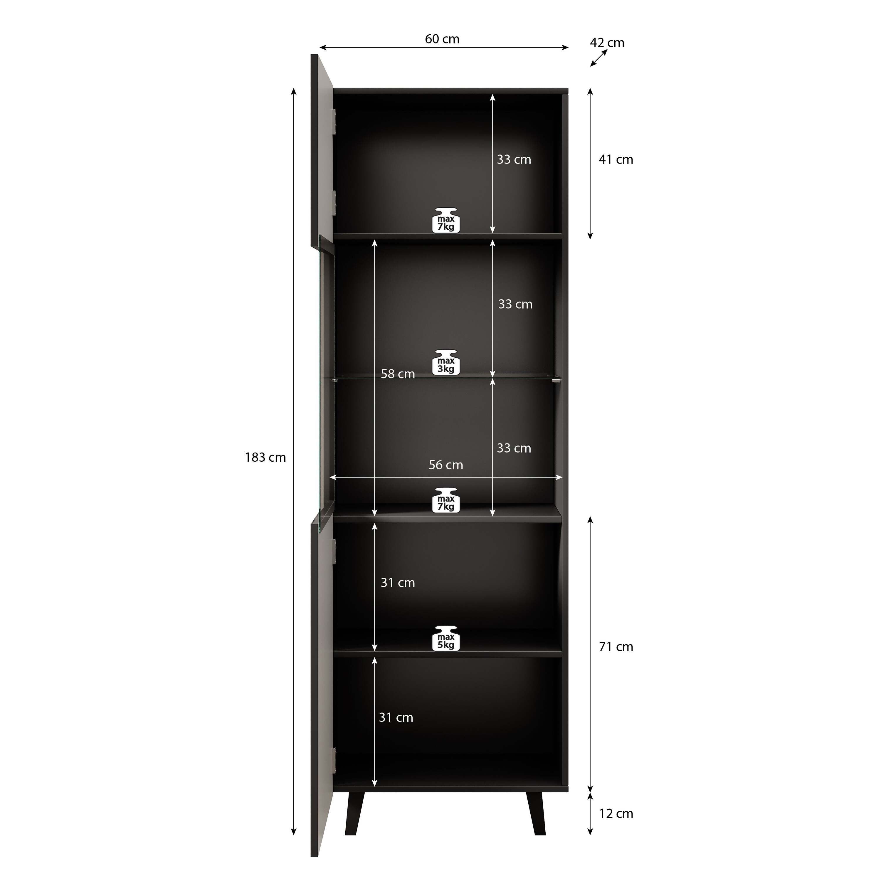 Meubella - Vitrinekast Vintar - Eiken - 60 cm
