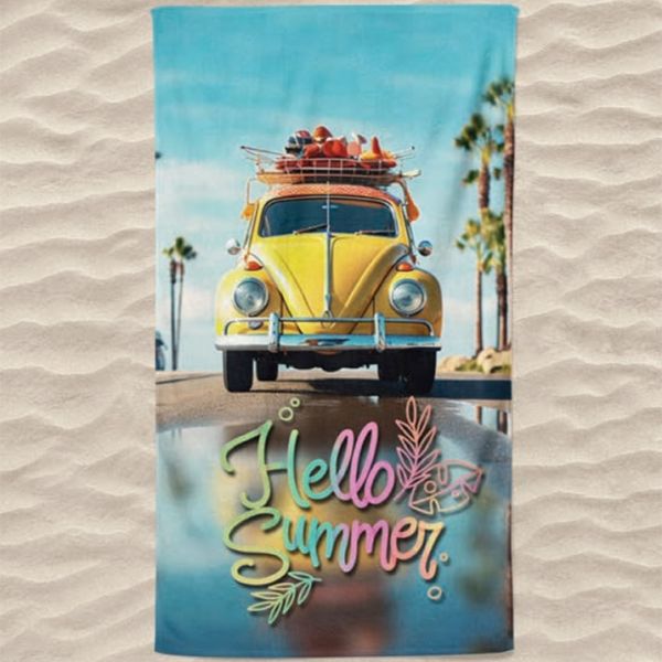 Toalha de Praia Microfibra VW Carocha Hello Summer 180 x 100 cm