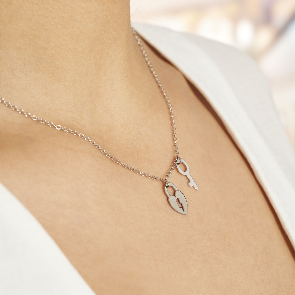 Collier Argent Blanc Kenocha