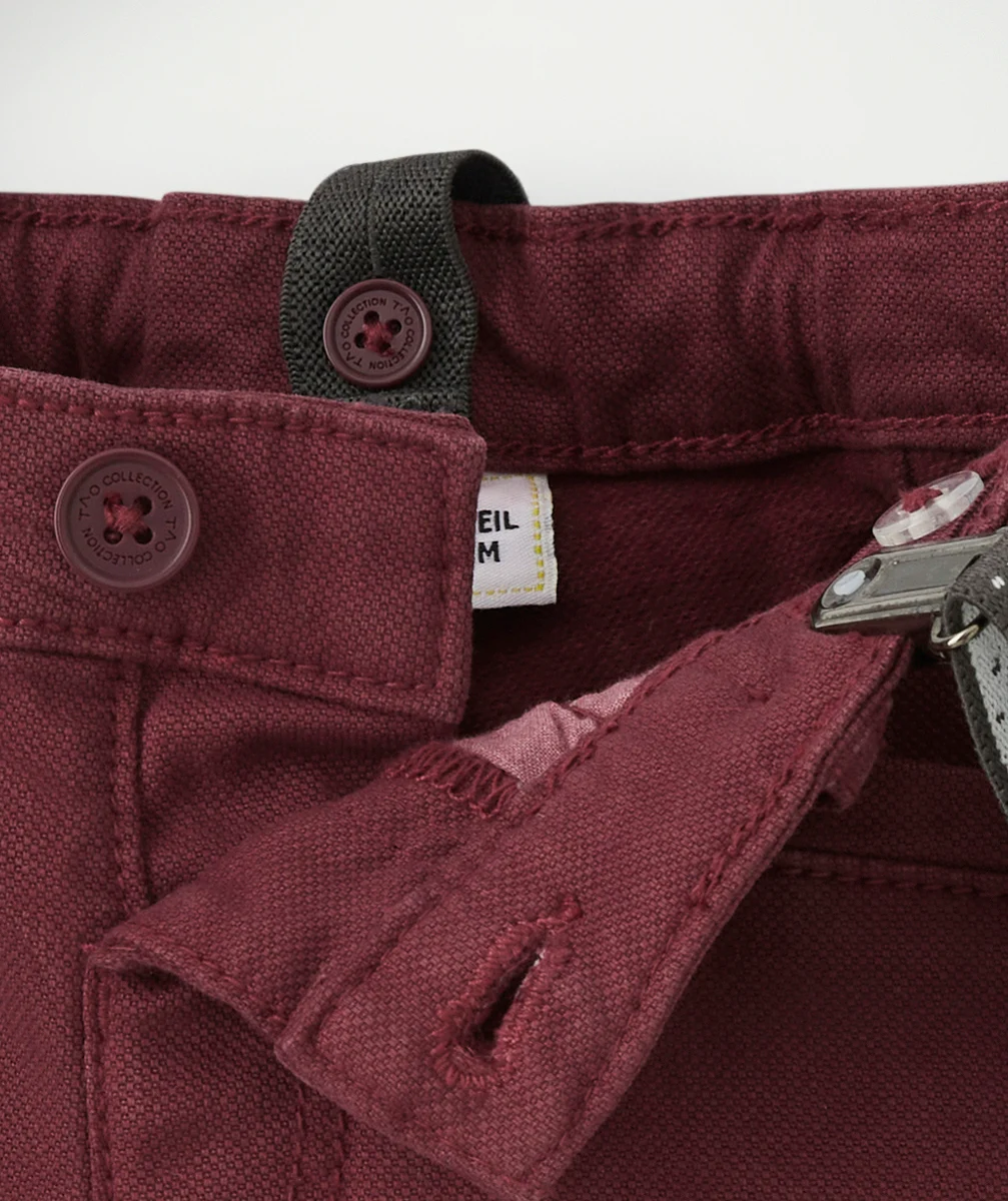PANTALON CHINO BÉBÉ GARÇON PRUNE AVEC BRETELLES